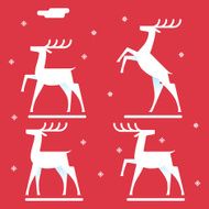 White deer silhouette logo icon new year symbol snowflakes background