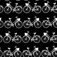 Vintage bicycles seamless pattern black and white vector