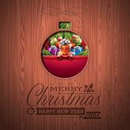 Engraved Merry Christmas and Happy New Year typographic design