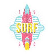 Surfing emblem in retro style