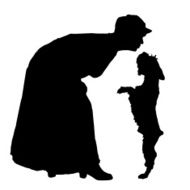 Vector silhouette of people with dog N67
