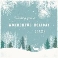 Holiday Background with Winter Forest Scene and Reindeer