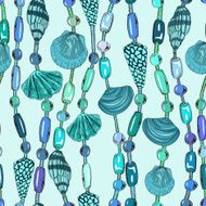 Seamless pattern of seashell jewelry