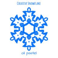 Snowflake hand drawn with oil pastels N20