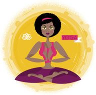 Beautiful black woman practicing yoga Healthy lifestyle
