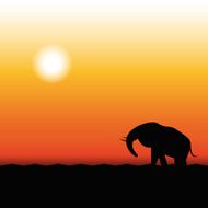 Africa Sunset - Silhouette of Elephant Standing in the