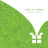 Vector abstract green and white circles Christmas gift box silhouette