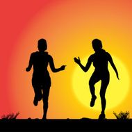 Vector silhouette of women N161