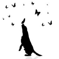 Vector silhouette of a dog N178
