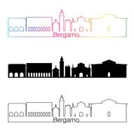 Bergamo skyline linear style with rainbow