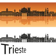 Trieste skyline in orange background