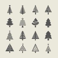 Abstract silhouette Christmas tree icons set