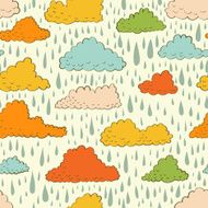 Seamless pattern with clouds and rain N3