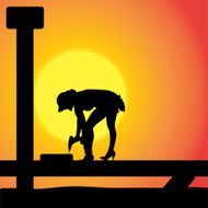 Vector silhouette of a woman N1806