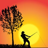 Vector silhouette of a man who fishes N15