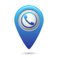 Map pointer with phone handset icon