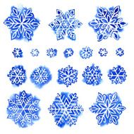 Watercolor snowflake set