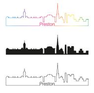 Preston skyline linear style with rainbow