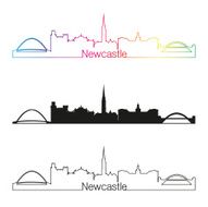 Newcastle skyline linear style with rainbow