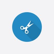 scissors Flat Blue Simple Icon with long shadow N2