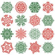 16 isolated snowflake icons Hand drawn vector elements