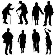 Vector silhouette of old people N175