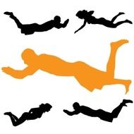 Vector silhouette of people who swim N7