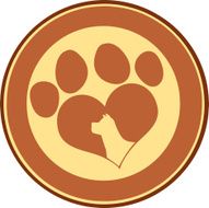 Love Paw Brown Circle Banner With Dog Head Silhouette