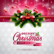 Christmas illustration with typographic design and shiny holiday elements N3
