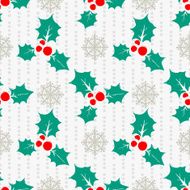Christmas seamless pattern with snowflakes and mistletoe