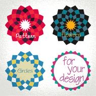 Vector colorful checkered circle frame background N2