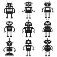 Robot silhouettes vector set