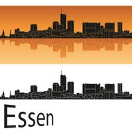 Essen skyline in orange background