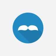 mustache Flat Blue Simple Icon with long shadow N2