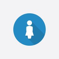 female profile Flat Blue Simple Icon with long shadow N2