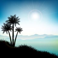 Summer landscape with palm trees