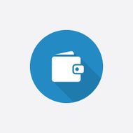 wallet Flat Blue Simple Icon with long shadow