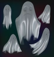 Set of ghosts isolated on background