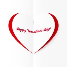 Red and white cutout heart Valentines card N2