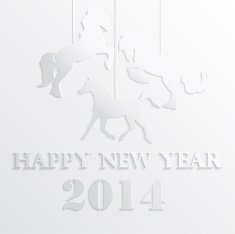 White paper with horse? and year Vector illustration