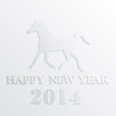 White paper with horse and year