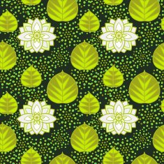 Abstract floral seamless pattern with lotus flowers and leaves