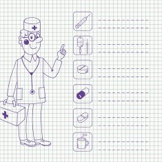 Background with a doctor who gives directives