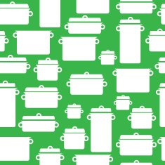 kitchenware white icons of seamless pattern