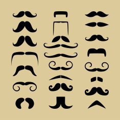 Set mustache silhouettes on a background N2