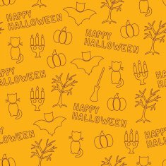 Happy Halloween silhouette objects seamless pattern