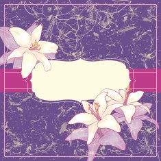 Vintage Floral Frame With Blooming Lily