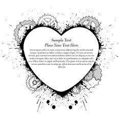 Black ink heart with pinions N2