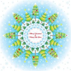Holiday trees on blue background Christmas lights and candy