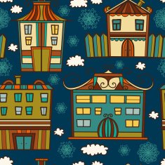 Seamless pattern with panorama of the city N2